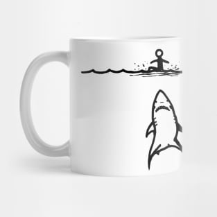 Stick Figure of a Shark in Black Ink Mug